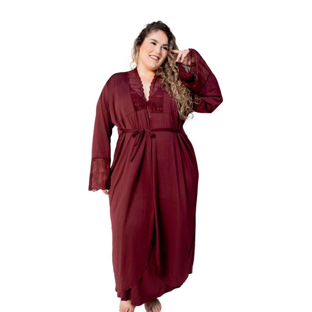 Robe Feminino Longo Plus Size  Com Faixa Para Gestante Maternidade Pós Parto Roupa Dormir e Banho
