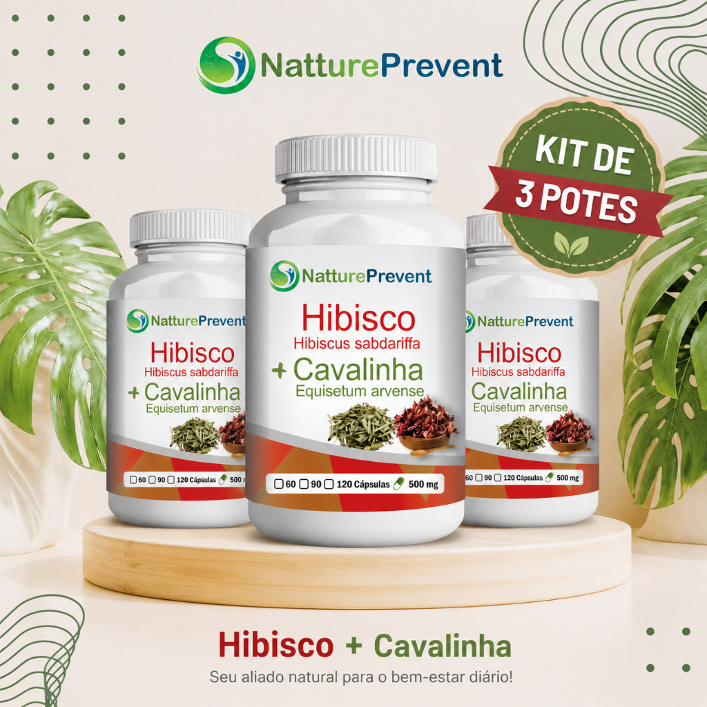KIT 3X Potes de HibisCaps 60 500 mg - Suplemento Alimentar Natural   natuverdemax