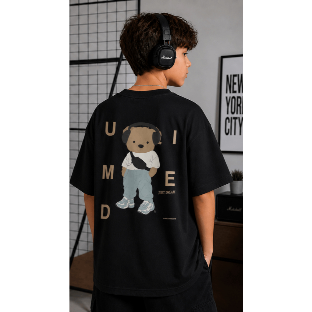 Camiseta Masculina Oversized Preto Preta Juvenil 100% Algodão Estilo Streetwear com Estampa.