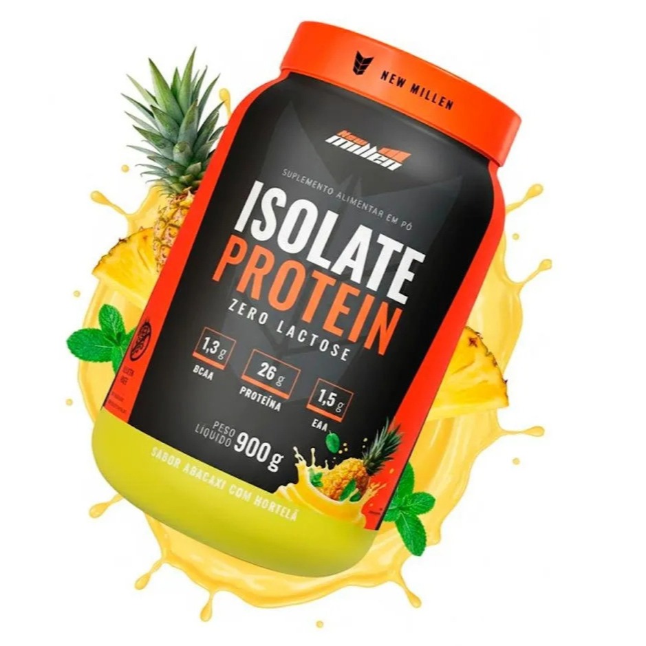 Whey isolate protein new millen sabor abacaxi com hortela 900g