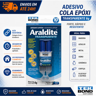 Adesivo Araldite Cola Epóxi Transparente 10 Min Seringa 6g