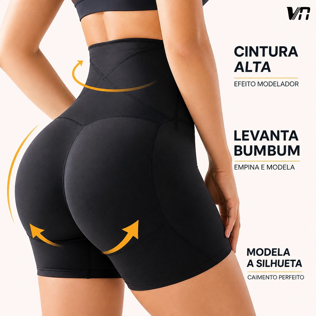 Calcinha Short Modeladora Cintura Alta Com Enchimento Sem Costura Empina e Valoriza o Bumbum A835