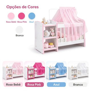 Brinquedos Berço Boneca Infantil Cômodas Véu / Reborns/ Azul, Rosa ou Branco