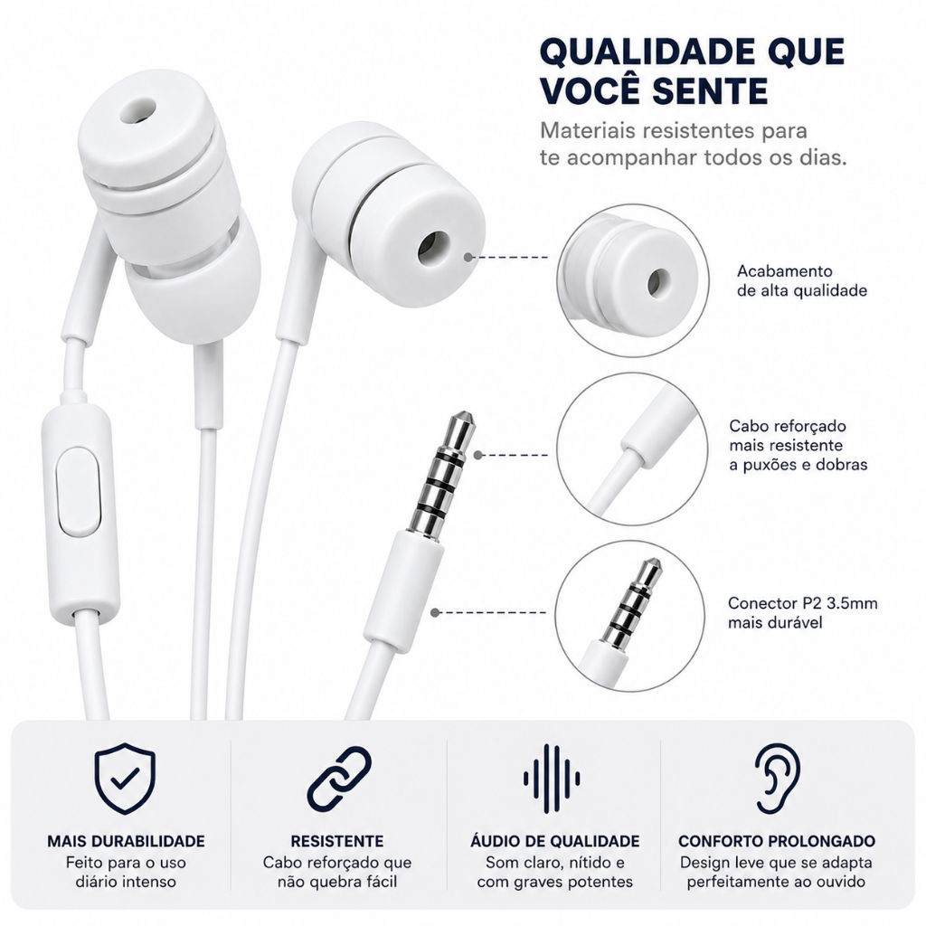 Fone Genai Voice Of Glory Com Microfone Som Potente Para Celular Com Fio P2 Som forte e limpo Vai te surpreender