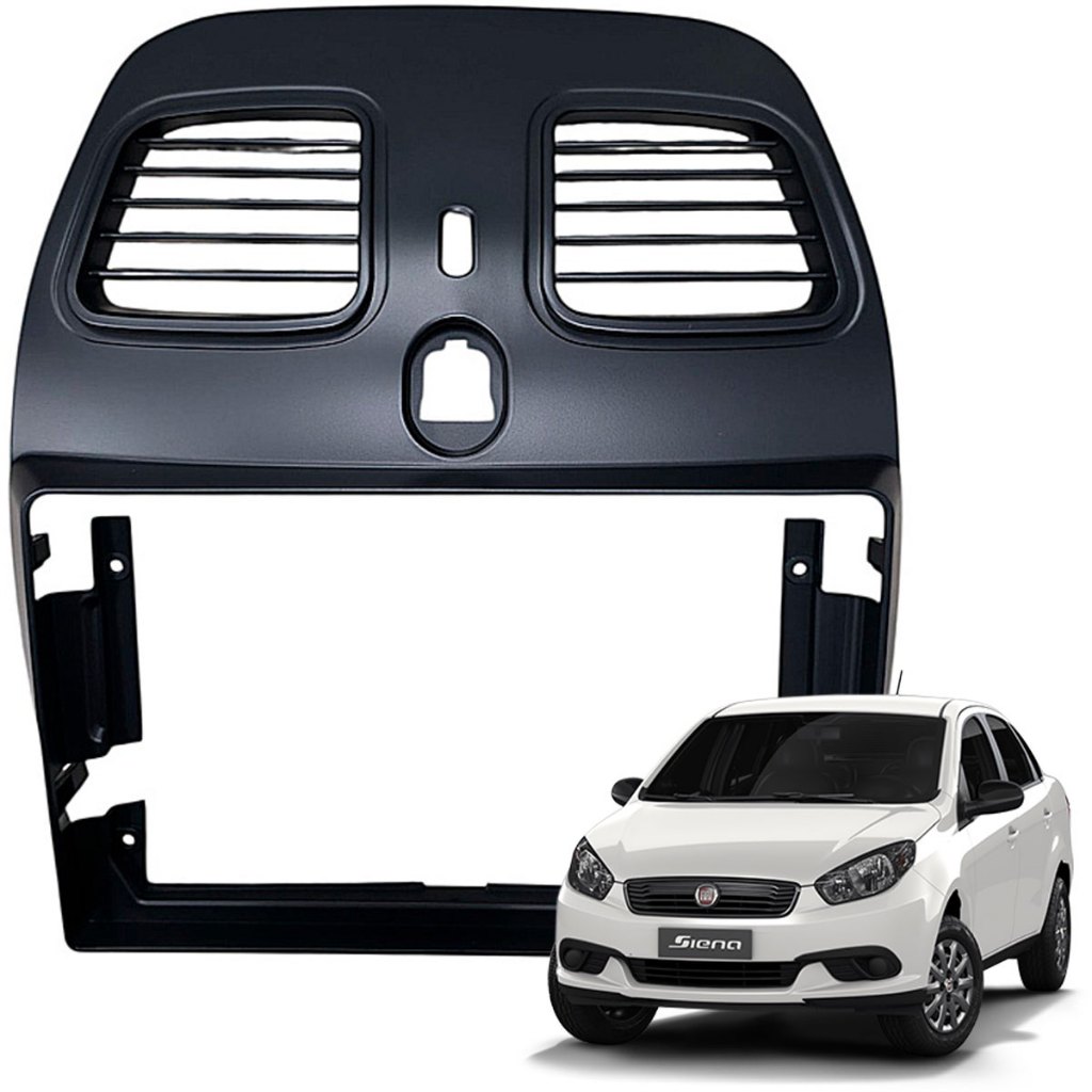 Moldura Painel 9 Polegadas Fiat Grand Siena 2012 A 2021 Preta