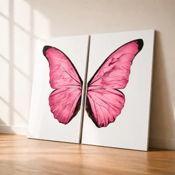 Quadro Borboleta Asas Rosa Decorativo Quarto Sala Escritorio Lash Cilios 2 Peças Grande