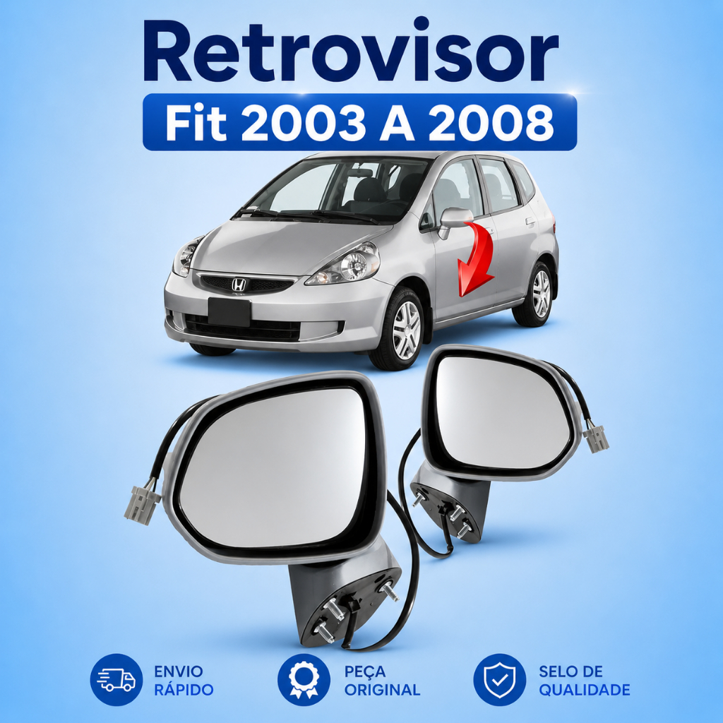 Retrovisor Fit 2003 2004 2005 2006 2007 2008 Eletrico Sem Pisca