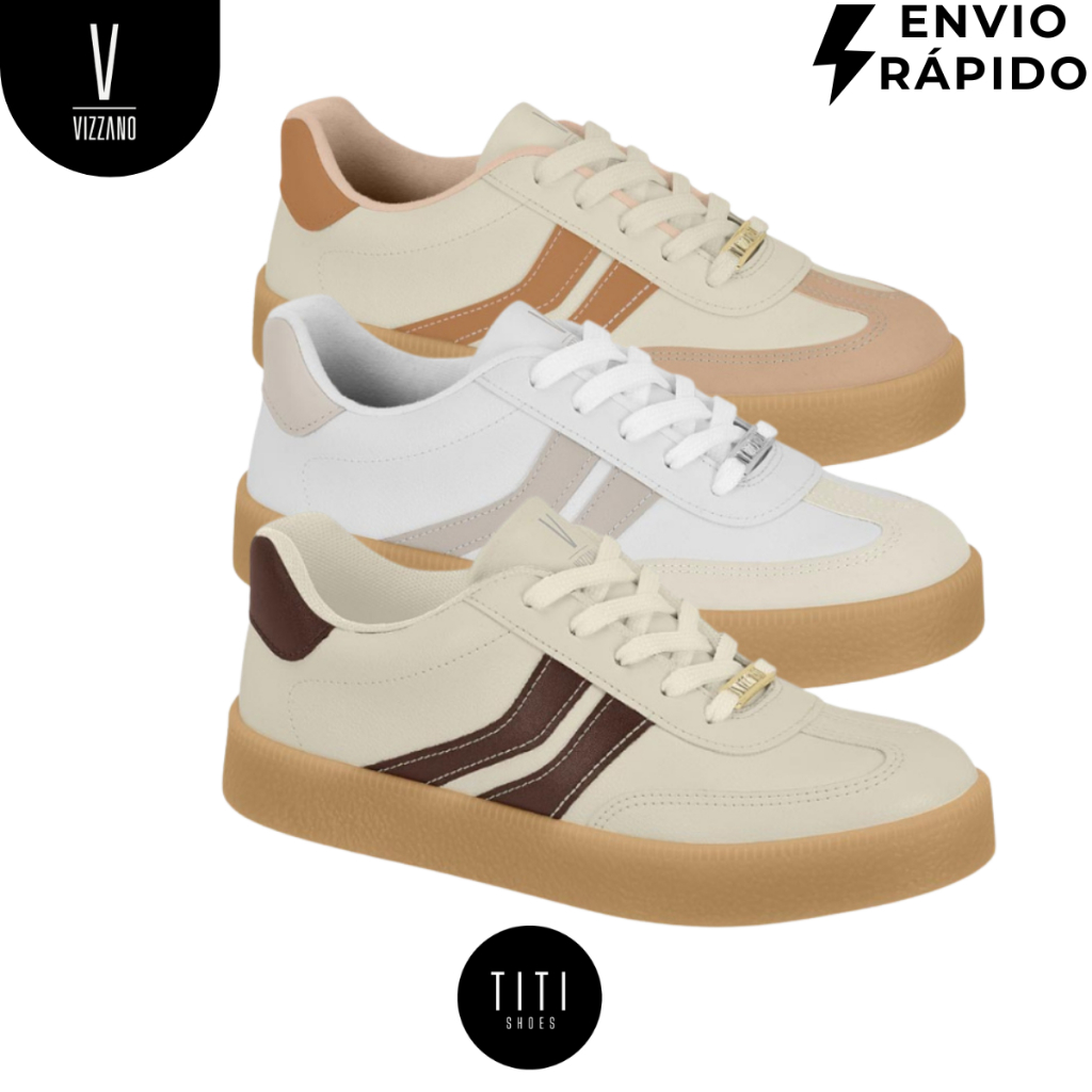 Tênis Vizzano Original Feminino Retrô Solado Marrom Plataforma Vintage Confortável Casual