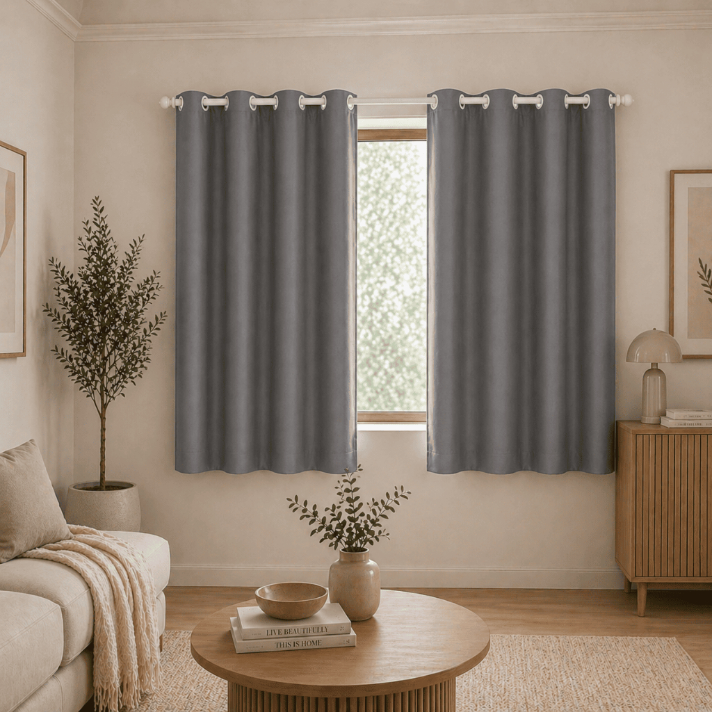 Cortina Blackout Cinza 2,20m x 1,30m Quarto Sala Blecaute PVC corta 100 % a luz
