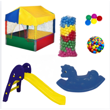 Mega Kit Diversão Kids Completo – Piscina de Bolinhas 1x1 com Escorregador Baby, Gangorra Unicórnio e 300 Bolinhas