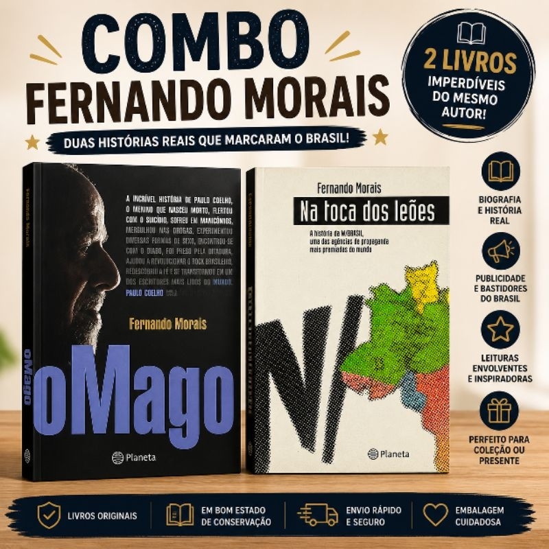 Combo Fernando Morais: O Mago + Na Toca dos Leões | Biografias e Jornalismo Brasileiro