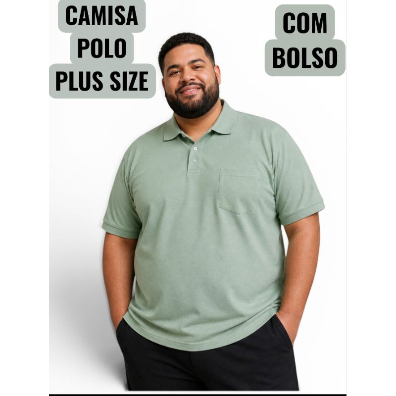 Camisa Polo Plus Size Masculina Com Bolso Piquet Premium Algodão G1 G2 G3