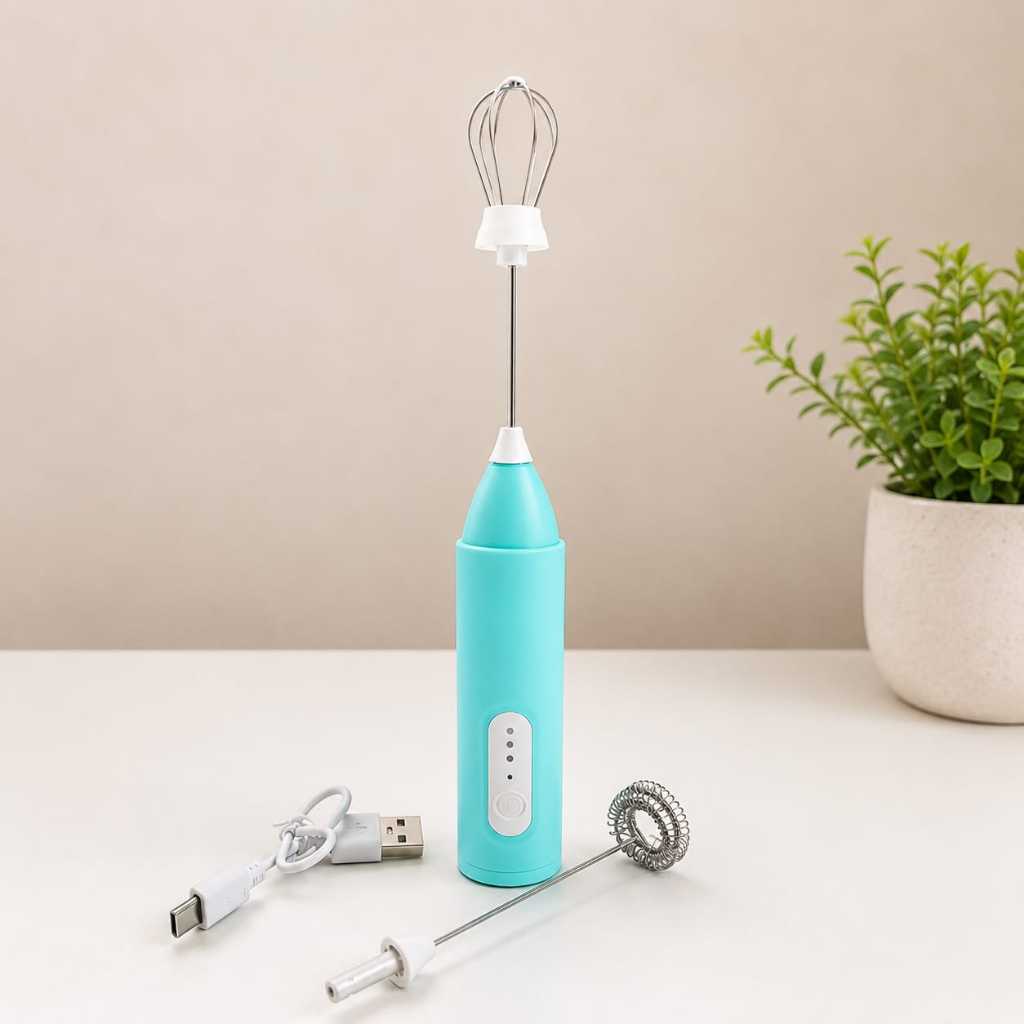 Batedor de chocolate quente Usb Portátil Alta Velocidade Bateria Durável - Azul bebe