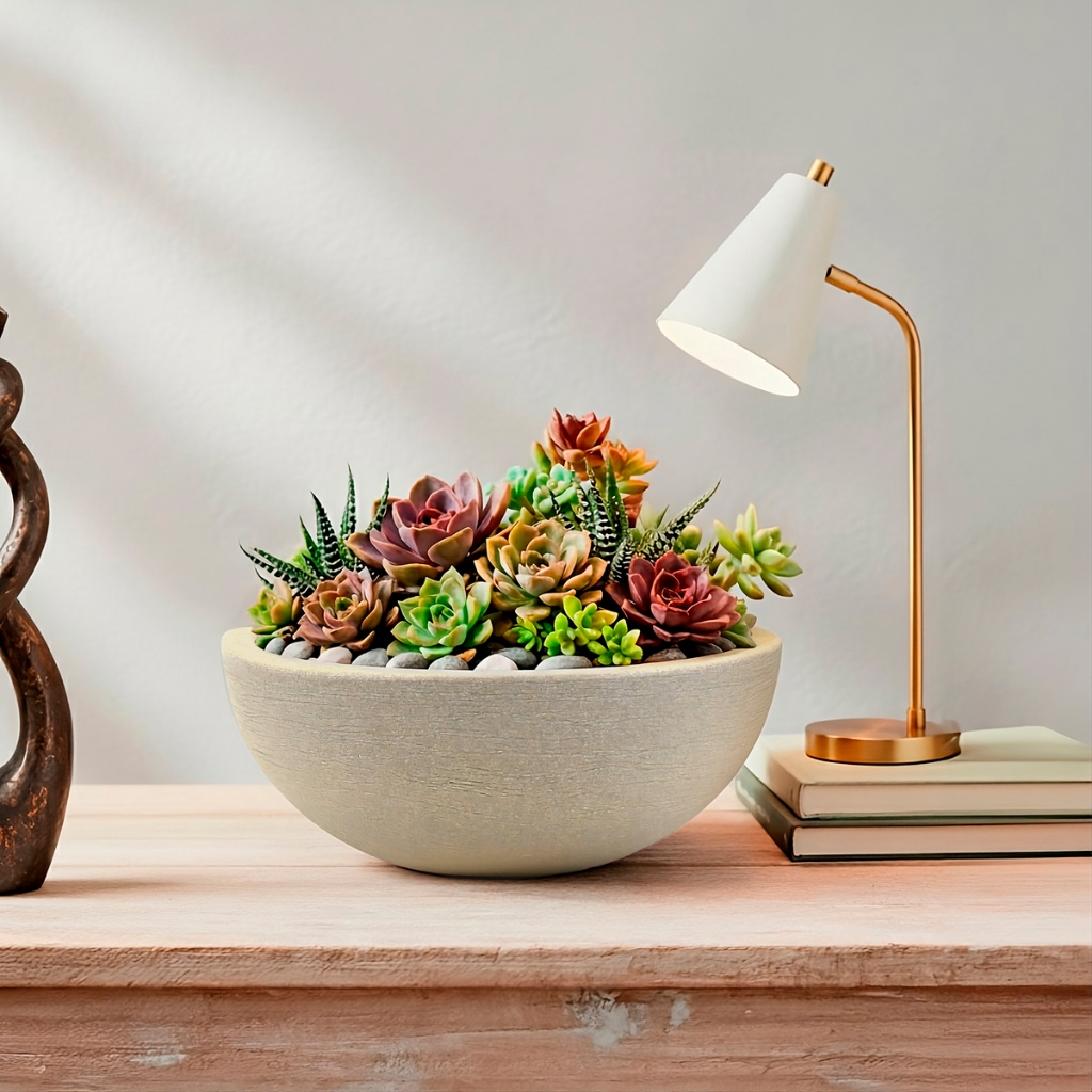 Vaso Decorativo Polietileno para Plantas Arranjos Artificial Orquídea Suculentas Dia das Mães Mesa Posta Calcário Bege