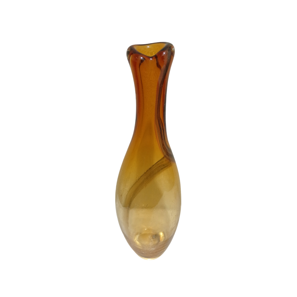 Antigo Vaso Âmbar de Vidro Murano