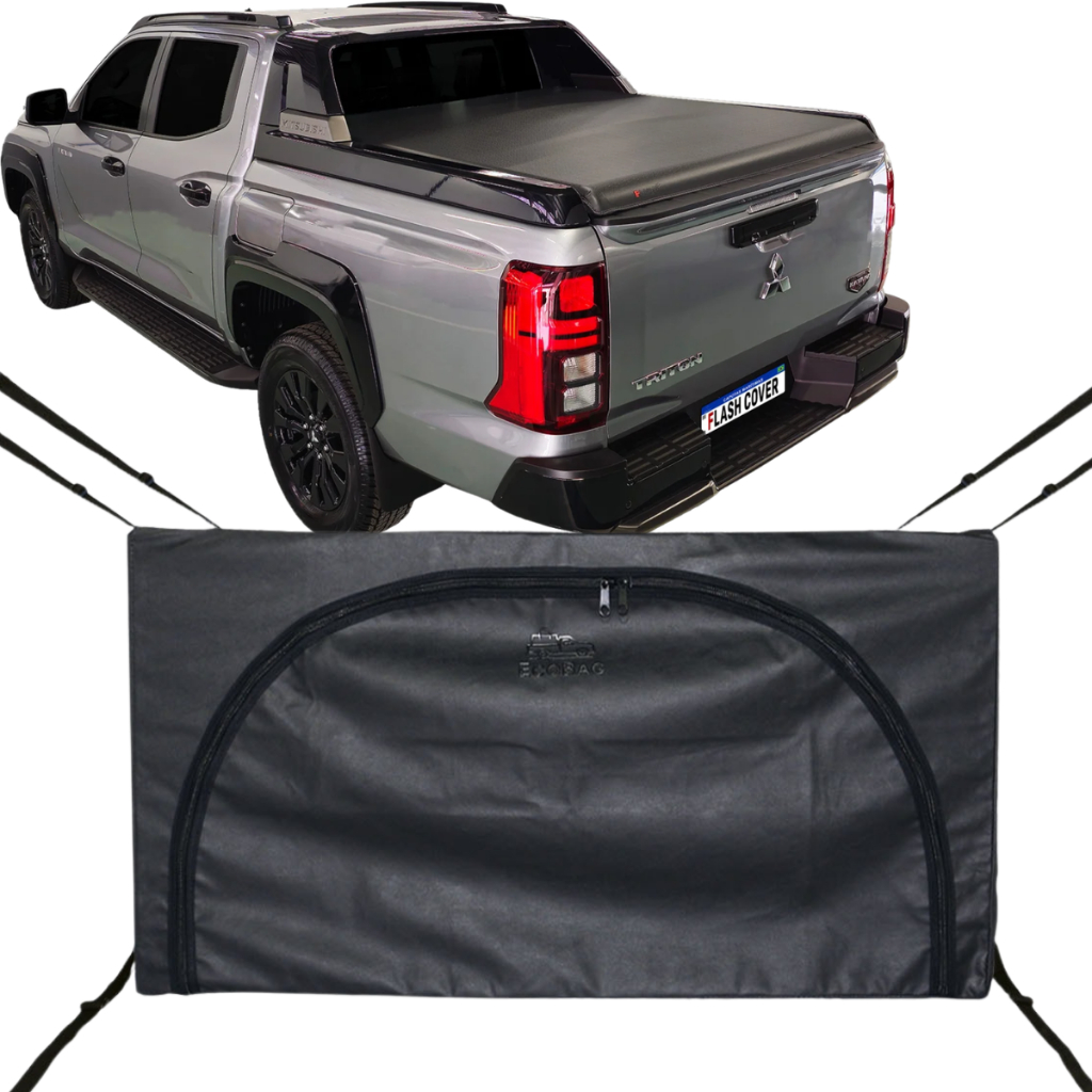 Bolsa Carroceria Caçamba Ecobag Flash Cover Nova Triton Katana Protege Sua Carga 378L Com Ziper Preto