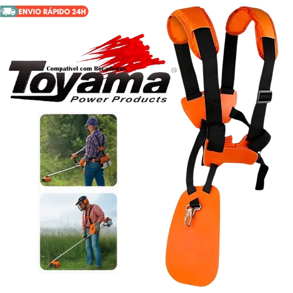 Cinto Duplo Alça Sustentação Confortável Para Roçadeira Toyama Tbc 43 - Tbc 52 - Tbc 63 - Rt 43I