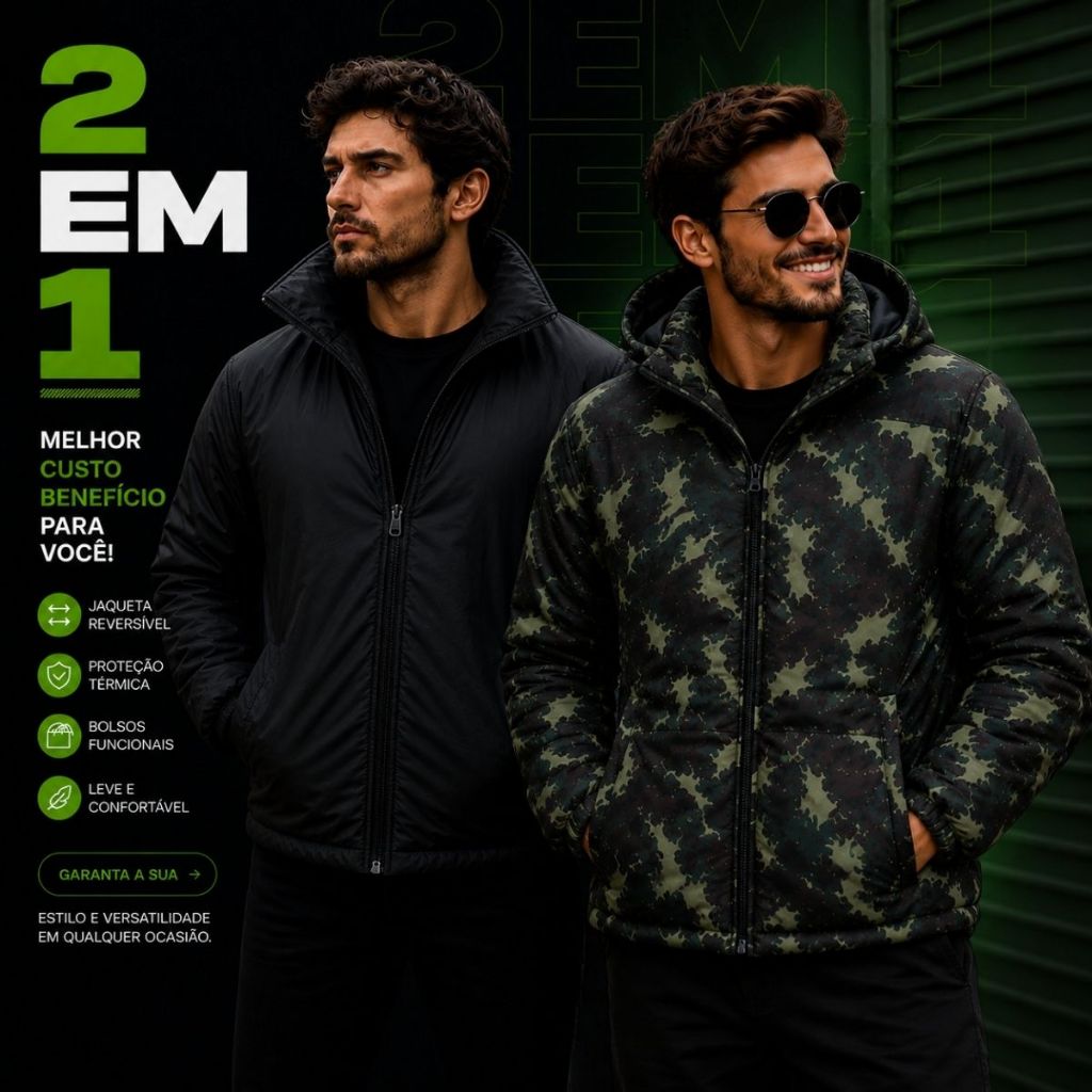 Jaqueta Dia Dia Masculina Feminina Motoqueiro Corta Vento Dupla Face Impermeável Com Capuz Camuflada