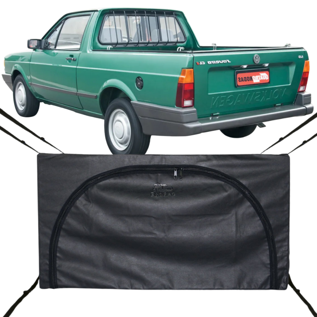 Bolsa Carroceria Caçamba Ecobag Flash Cover Saveiro Quadrada Protege Sua Carga 296L Com Ziper Preto