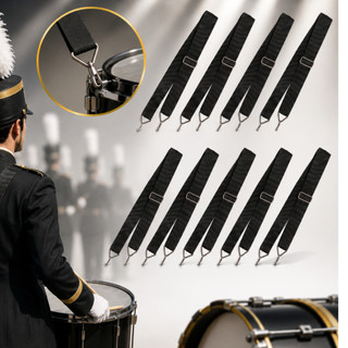 Talabarte Correia 02 Ganchos para  Caixa Tarol Surdo Repique Bumbo Percussão Fanfarra AVS 10 Peças