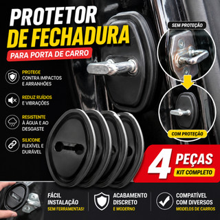 Protetor Fechadura Porta Carro Anti Impacto Borracha Silicone Anti Ruído Kit 4 Unidades