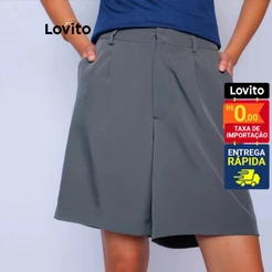 Lovito Bermuda Alfaiataria Casuais Lisos Femininos BRSHB787BRL817