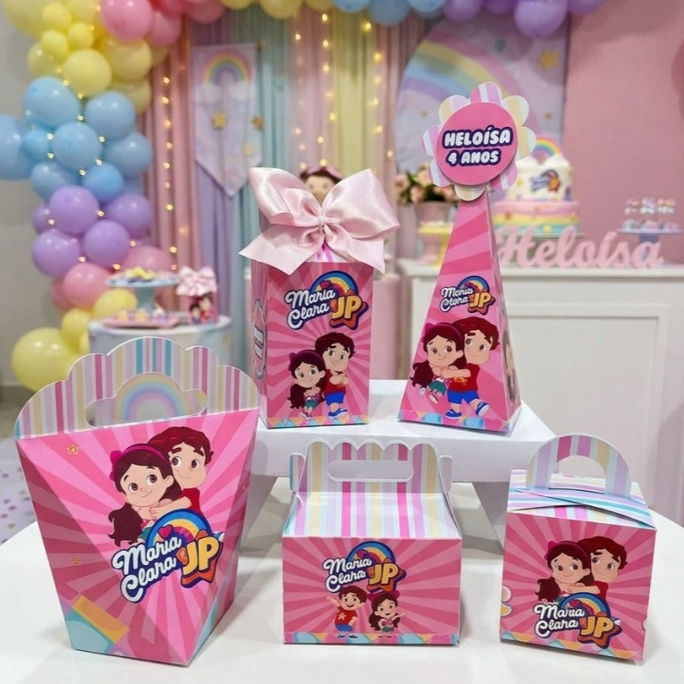 KIT FESTA PERSONALIZADA MARIA CLARA E JP  - PEGUE E MONTE - Lembrancinha - Aniversário - Caixinhas Personalizada
