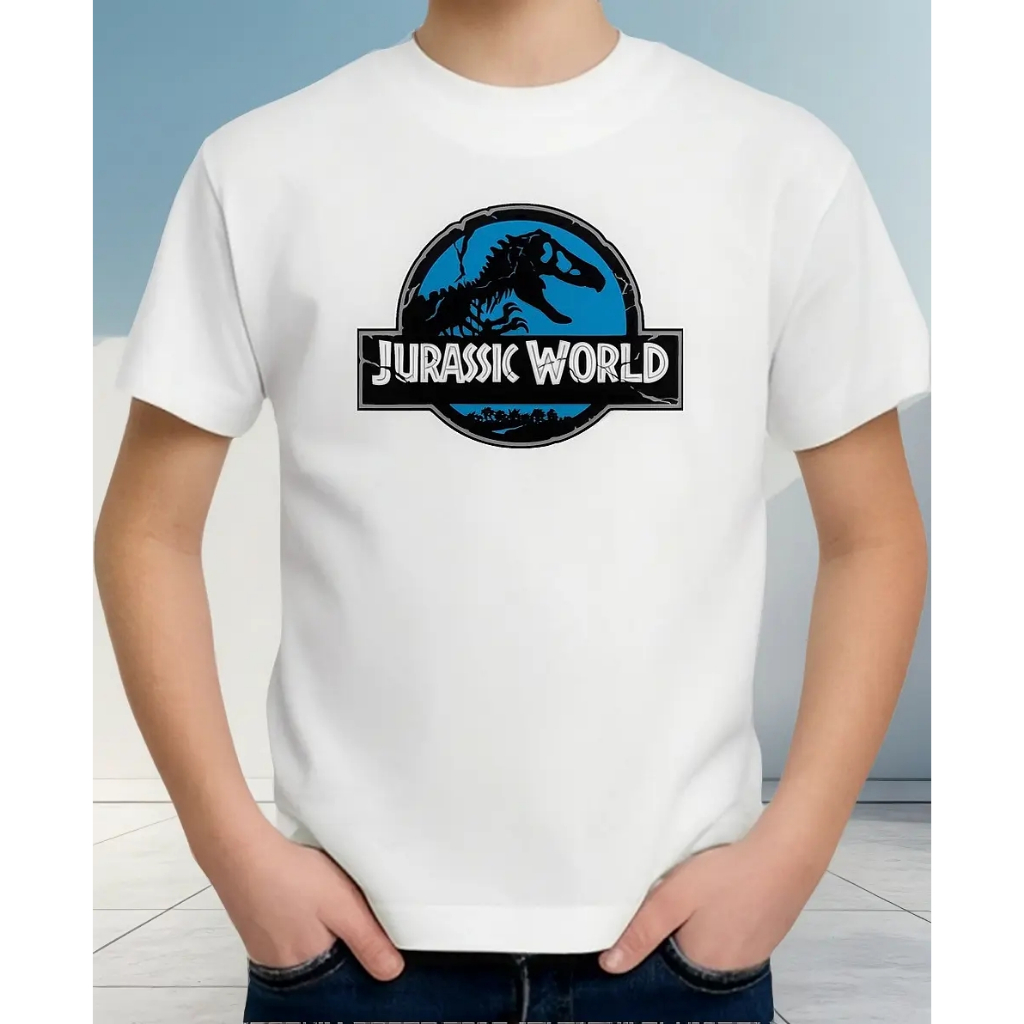 Camiseta Jurassic World Dinossauro Infantil Branca Kids Premium