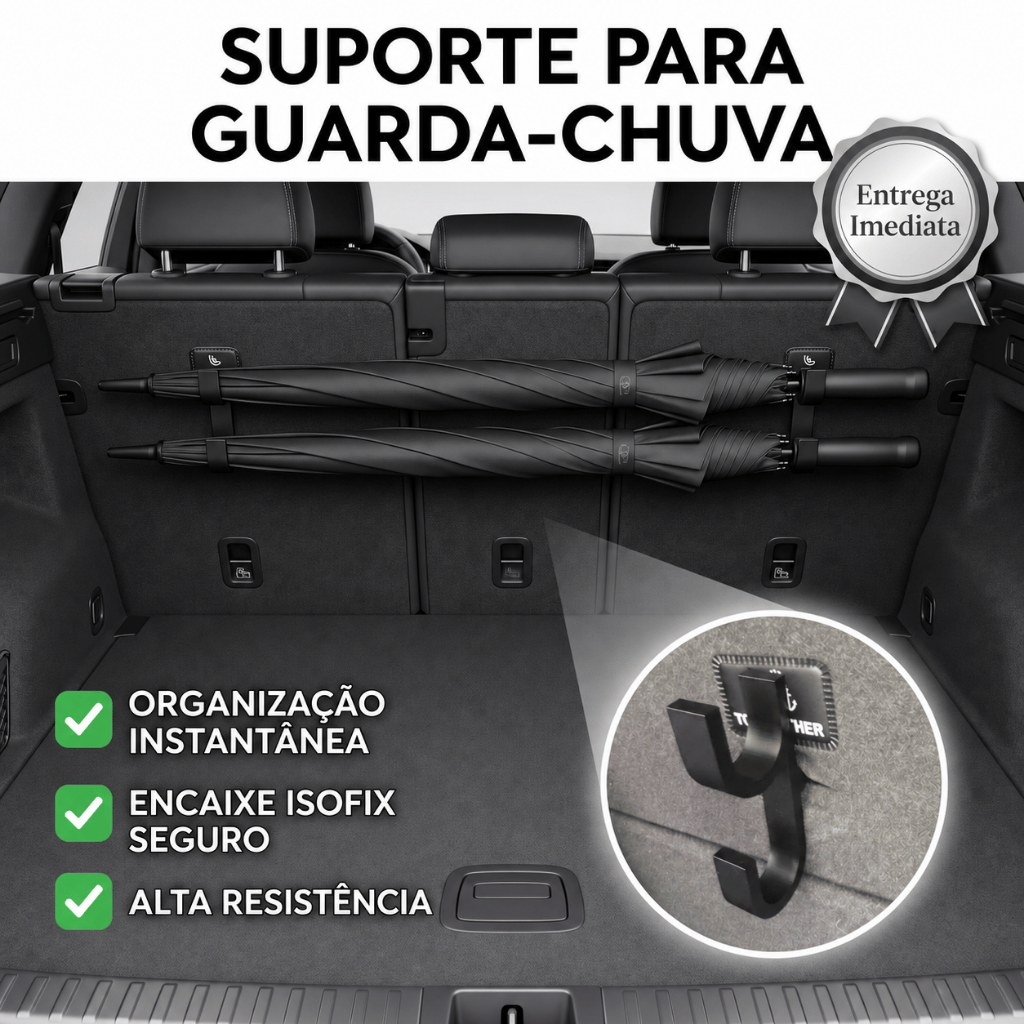 Suporte Gancho Para Guarda-Chuva Porta Mala Carro | Organizador Automotivo ISOFIX Universal