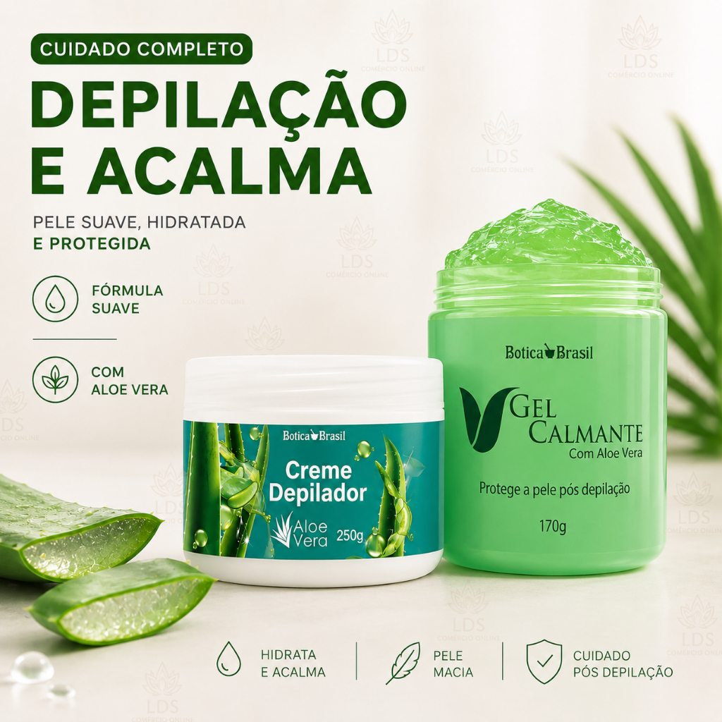 Creme Depilatório  Depilador Corporal Aloe Vera 250gr + Gel Pós Depilação 170g