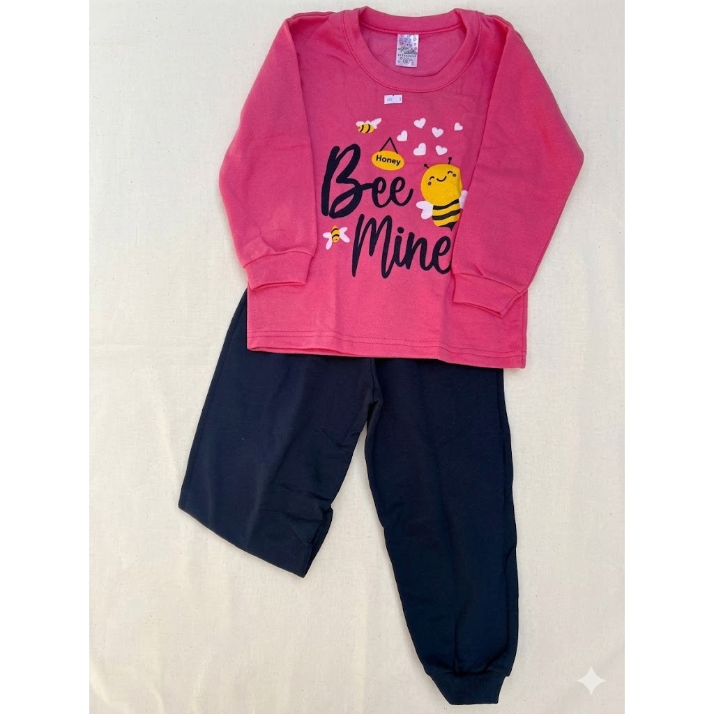 Conjunto Moletom Menina Sem Capuz Forrado Infantil 3 Anos Estampado