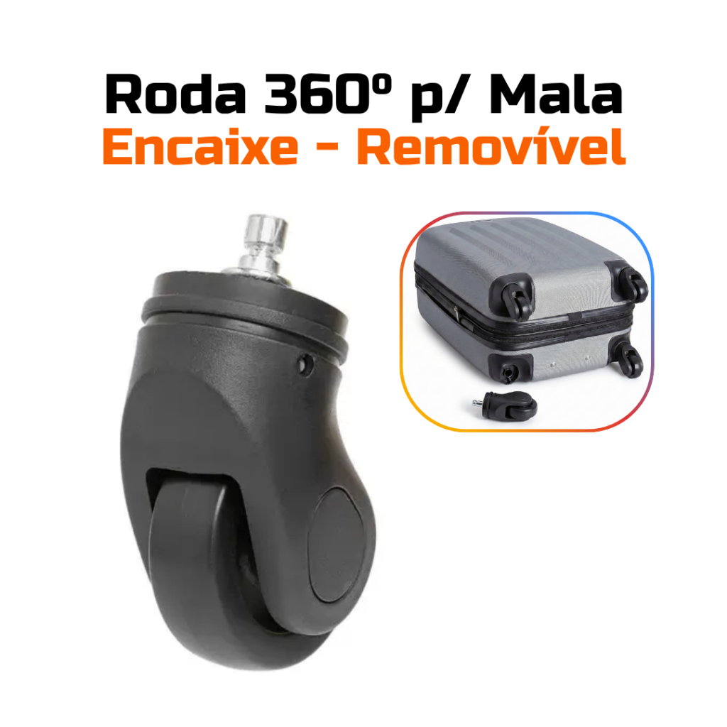 Rodinhas de Mala Viagem - Rodas Giratórias 360 graus -  Substituição Fácil - Servem p/ Várias Malas
