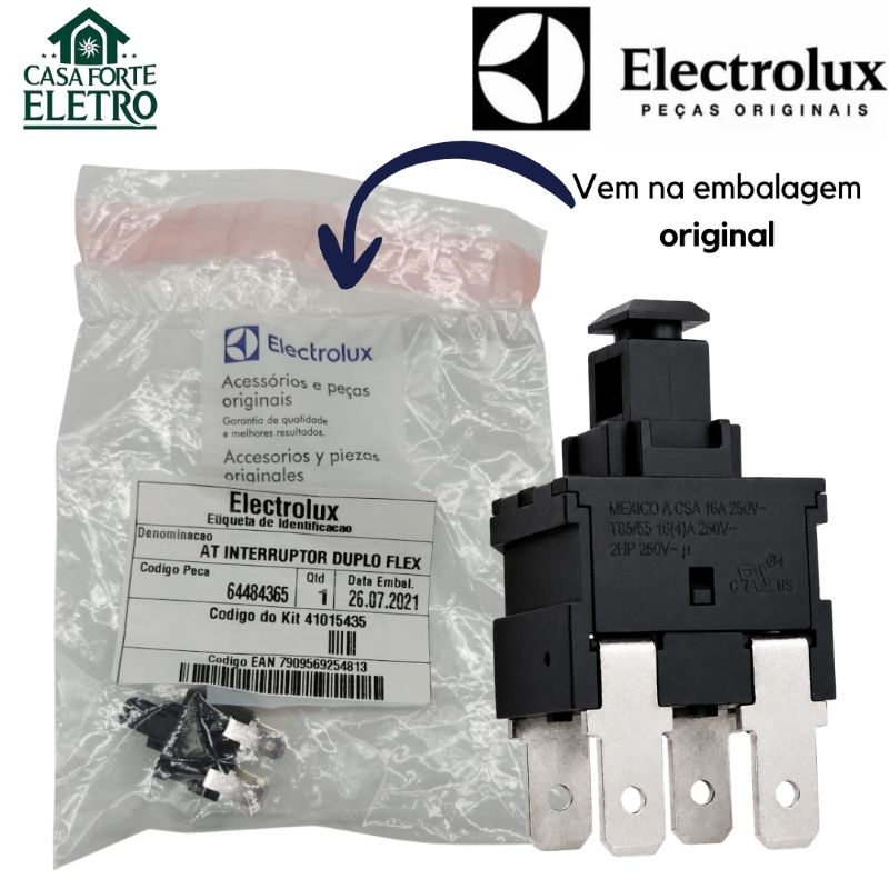 Interruptor Duplo Aspirador Electrolux AQP20 Original 4 Polos