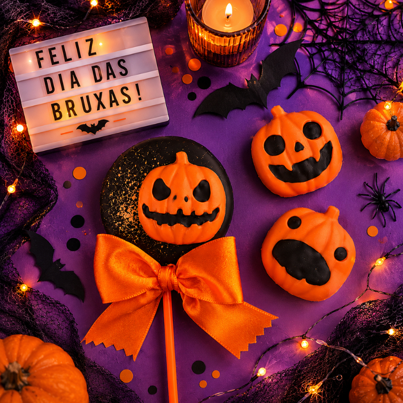 1~10 FORMA SIMPLES ABÓBORA 9431 (i9) EM ACETATO BWB PARA DOCES DE CHOCOLATE DIA DAS BRUXAS HALLOWEEN (CHOCO) · foto 2