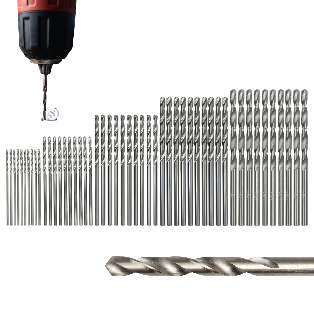Jogo De 50 Brocas Aço Rápido HSS 1mm A 3mm Para Metal Madeira Plástico 50 Peças Multiuso