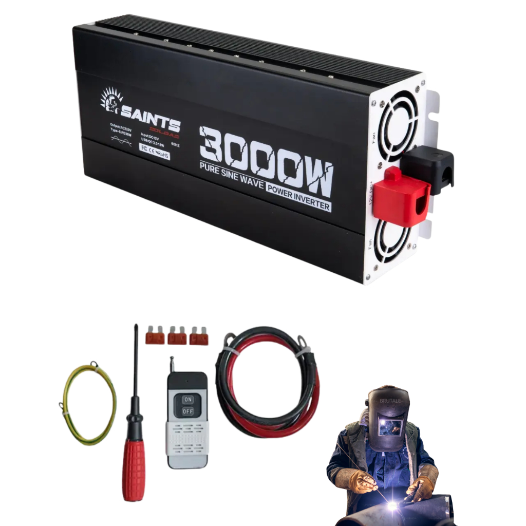 INVERSOR ENERGIA 12V X 220V 3000W NOMINAL SENOIDAL PURA PREMIUM  PRETO - SAINT'S SOLDAS