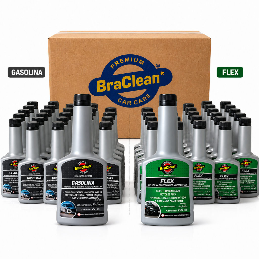 Kit 24 Aditivo Combustível 250ml Flex Etanol E Alcool Ou Gasolina Caixa Atacado Revenda BraClean