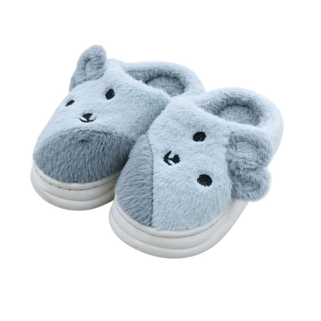 Pantufa Infantil Coelho Colorida Cinza Inverno Quarto Criança Frio Antiderrapante Menino Pelucia