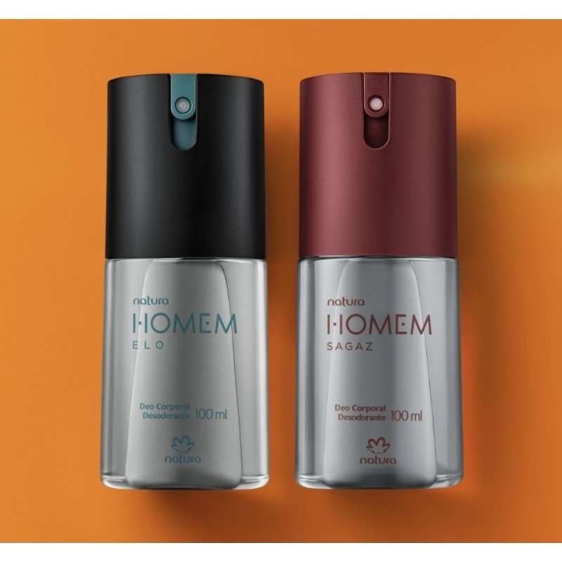 kit desodorante corporal masculino 100 ml cada (natura homem elo + homem sagaz)