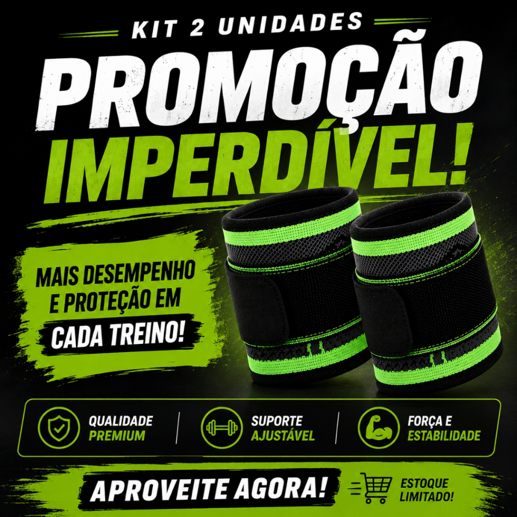 Kit 02 Munhequeira Faixa Compressão Esporte Protetor Pulso Ajustável Academia