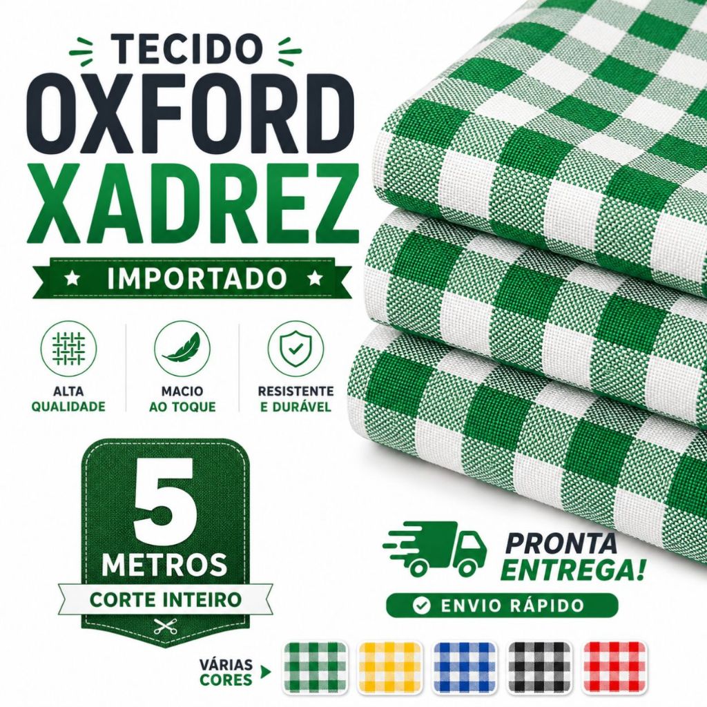 Tecido Oxford Xadrez Listras Médias Melhor Preço 5 Metros Lindas Cores