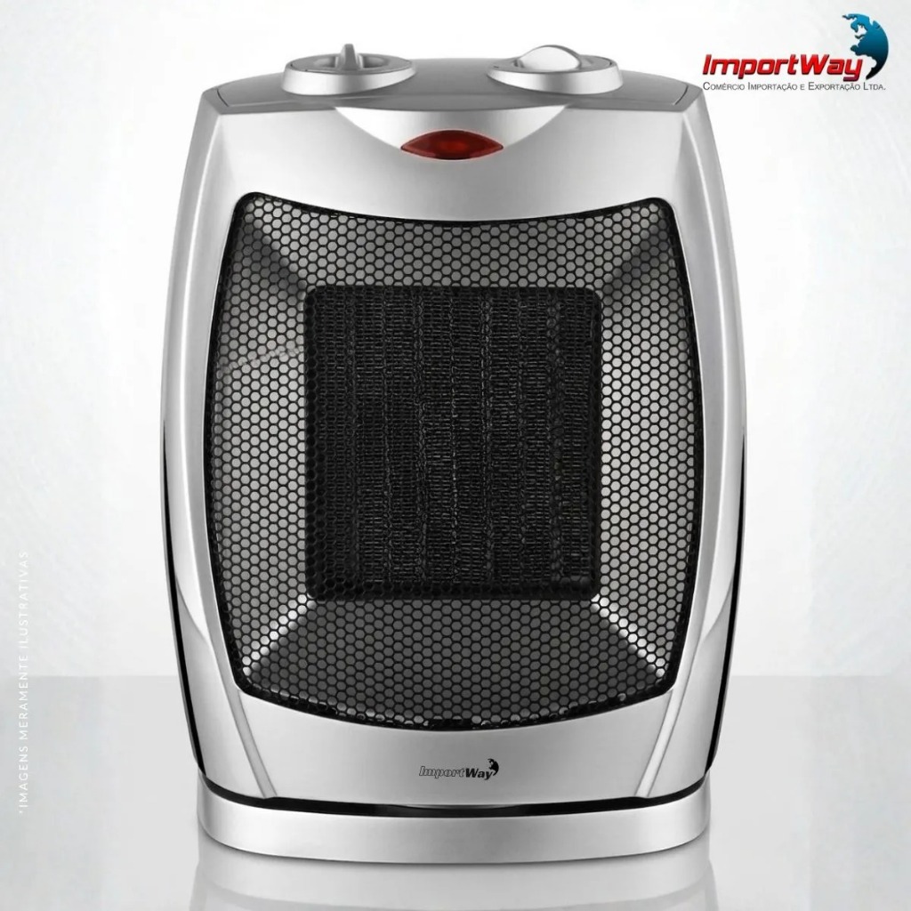 Aquecedor Termo Cerâmica Portátil 1300W 220V Com Termostato ImportWay Prata · foto 2