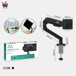 Suporte Articulado Monitor 13 a 32 Pol Pistão Gás Ergonômico VESA