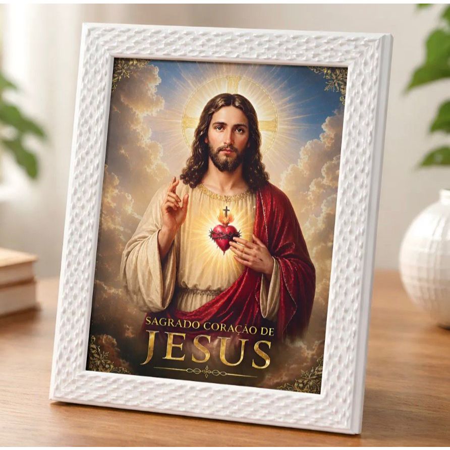 Quadro Religioso  Decorativo Sagrado Coração De Jesus Católico Decoração Religiosa Fé viva
