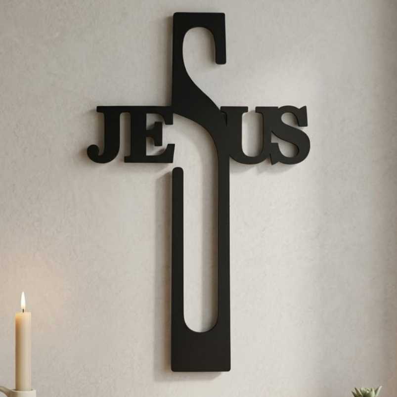 Cruz Decorativa Jesus Decoração Religiosa Cristã Enfeite Casa Sala Quarto Escritório Presente
