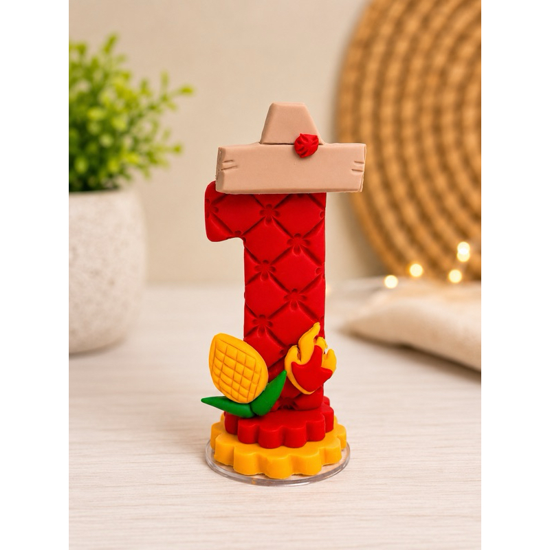 Vela Festa Junina em Biscuit Topo de Bolo Decorativo Personalizado