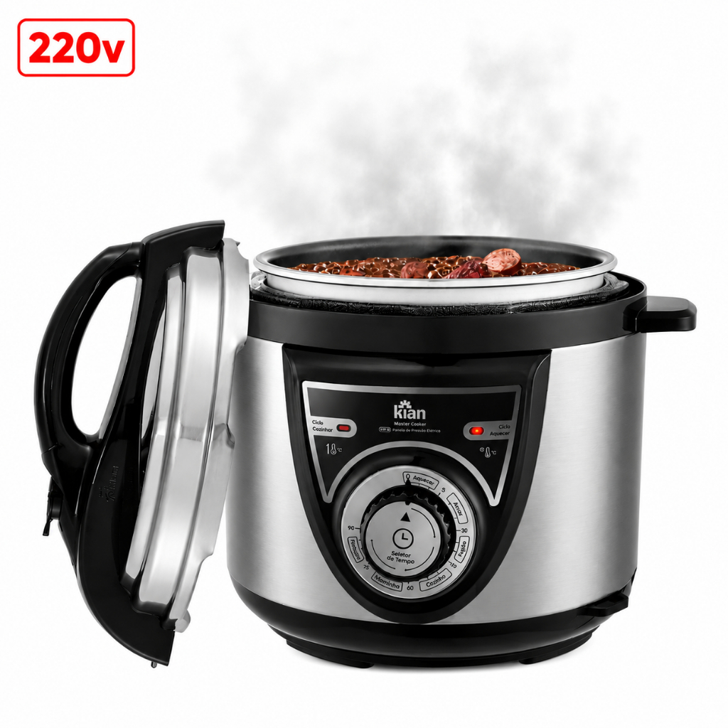 Panela de Pressão Elétrica Kian 4 L – Inox | PPM-101 | 220 V | Cozimento Rápido e Seguro