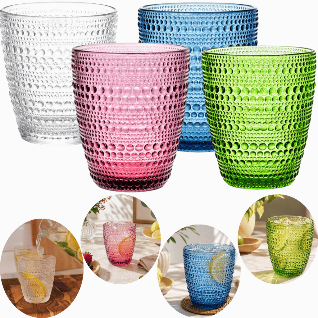 Conjunto 6 Copos Cores Pearl 300ml Transparente Verão Refresco Coquetel Bar Ambientes Refinados Chic