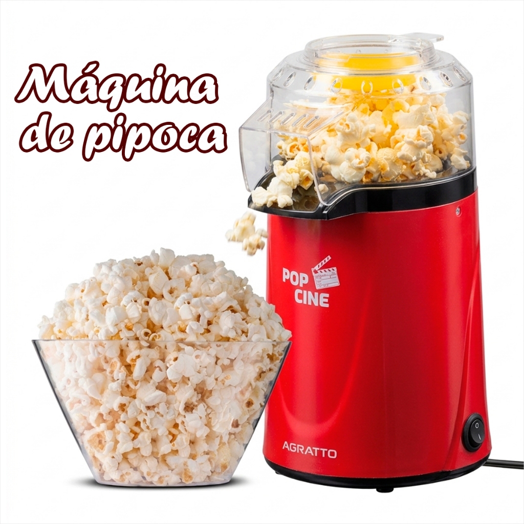 Pipoqueira Elétrica 1200w Maquina de Pipoca Pop Cine Pipoqueira 127v Agratto Pipoqueira Sem Óleo