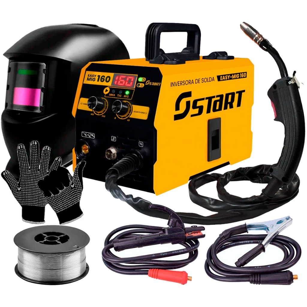 Maquina Inversora Solda Mig 160a 3 Em 1 Tig Lift 220v + Máscara De Solda E Acessórios